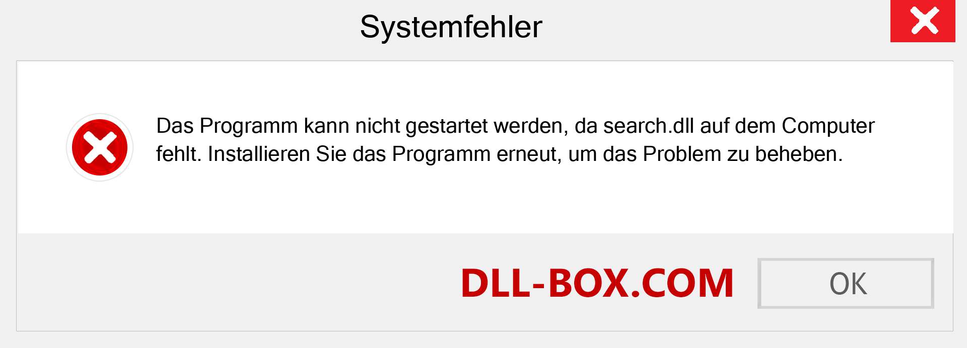 search.dll-Datei fehlt?. Download für Windows 7, 8, 10 - Fix search dll Missing Error unter Windows, Fotos, Bildern